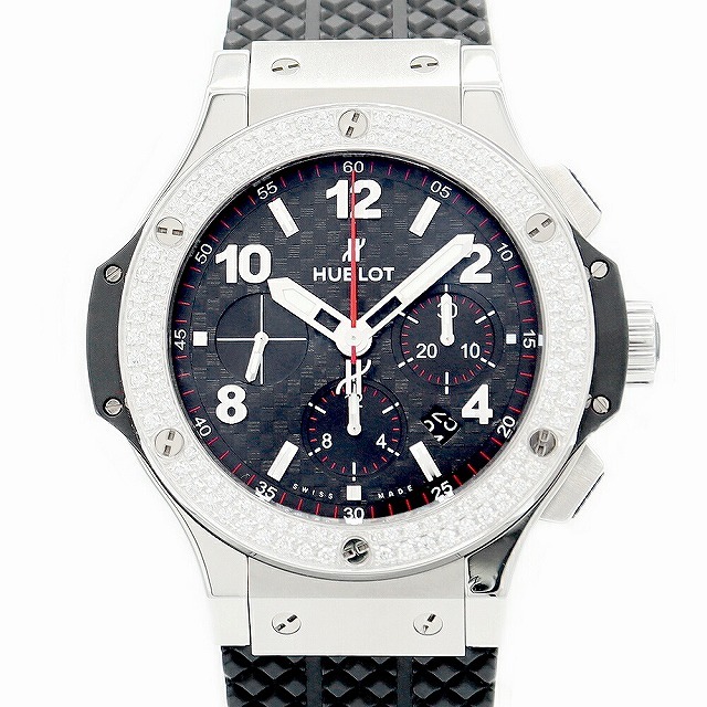 内部点検済 HUBLOT ウブロ  ビッグバン 301.SB.131.RX 44mm クロノグラフ デイト ダイヤベゼル 黒 ブラック カーボン SS ステンレス 純正ベルト 純正尾錠 アフターダイヤ メンズ 自動巻き ビックバン 301.SX.130.RX【6ヶ月保証】【腕時計】