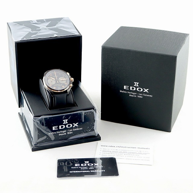 電池交換済 EDOX エドックス クロノラリー 09503 37NRCN NNR クロノグラフ デイト 黒 ブラック SS ステンレス 純正ベルト 純正尾錠 メンズ クォーツ【6ヶ月保証】【腕時計】