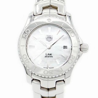 電池交換済 TAG Heuer タグホイヤー リンク WJ1319 純正ダイヤモンド 11Pダイヤ デイト 白 ホワイト シェル SS ステンレス レディース クォーツ【6ヶ月保証】【腕時計】