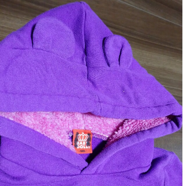 BABYDOLL(ベビードール)のBABYDOLL 140cm 紫 ハート トレーナー ワンピース キッズ/ベビー/マタニティのキッズ服女の子用(90cm~)(ワンピース)の商品写真