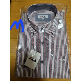 フィラ(FILA)の定価4290円‼️FILA 長袖ボタンダウンシャツ/レッド系ストライプ/M 新品(シャツ)