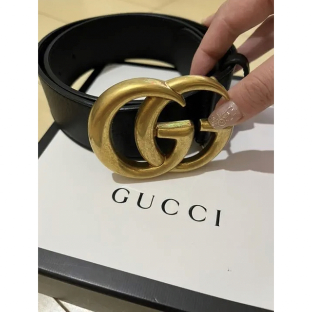 GUCCI レザーベルト ダブルGバックル-