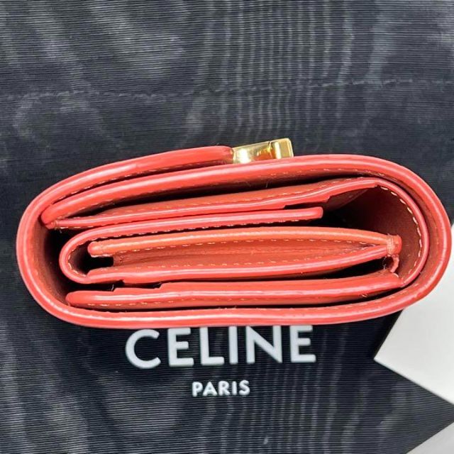 celine(セリーヌ)の希少！　セリーヌ　トリオンフ　スモールフラップウォレット　ライチ　折財布 レディースのファッション小物(財布)の商品写真