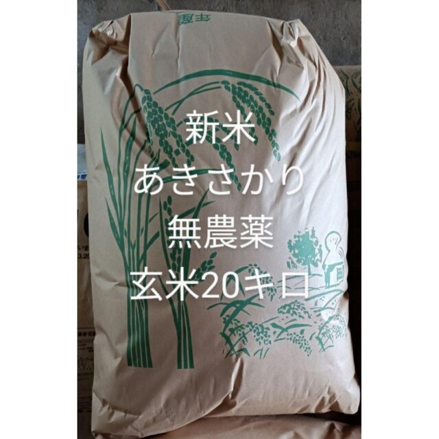 新米　あきさかり　無農薬　玄米20キロ