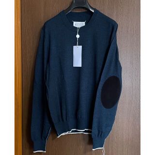 マルタンマルジェラ(Maison Martin Margiela)のM新品 メゾン マルジェラ エルボーパッチ ニット ダークグリーン セーター(ニット/セーター)