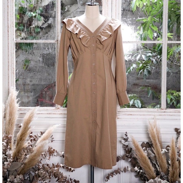 Cotton Twill Ruffled Dress | sweatreno.com