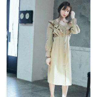 ハーリップトゥ(Her lip to)のcotton twill ruffled dress(ひざ丈ワンピース)