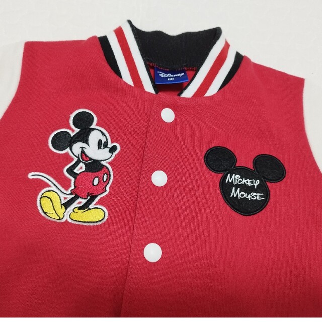 Disney(ディズニー)のディズニー　ミッキー　スカジャン　ジャケット　赤　レッド　80 キッズ/ベビー/マタニティのベビー服(~85cm)(トレーナー)の商品写真