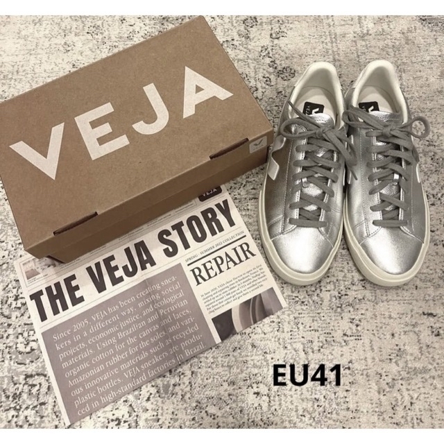 VEJA - VEJA CAMPO SILVER WHITE SNEAKERS 41の通販 by ANYAKA's shop ...