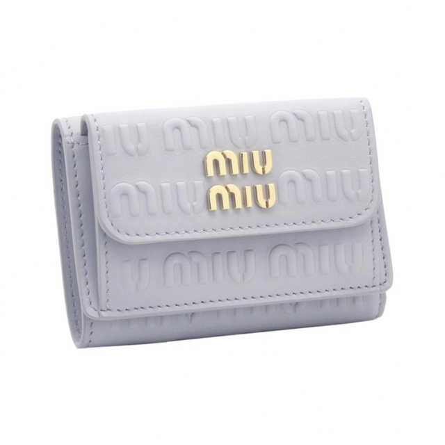 当社の miumiu 三つ折り財布 ライトブルー MIUMIU miumiu/ ミュウ