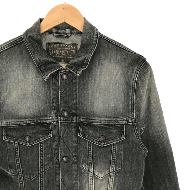 Sandinista(サンディニスタ)のSANDINISTA / サンディニスタ | B.C.Stretch Damaged Denim Jacket 3rd タイプ ストレッチ ダメージ 加工 デニム ジャケット | L | ブラック | メンズ メンズのジャケット/アウター(その他)の商品写真