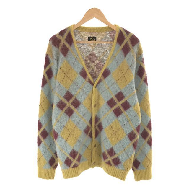 【美品】  Needles / ニードルス | 2021AW | 菅田将暉着用モデル Argyle Mohair Cardigan アーガイル モヘヤ ウール ニット カーディガン | L | イエロー | メンズ