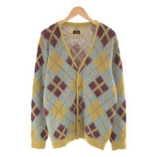 ニードルス(Needles)の【美品】  Needles / ニードルス | 2021AW | 菅田将暉着用モデル Argyle Mohair Cardigan アーガイル モヘヤ ウール ニット カーディガン | L | イエロー | メンズ(カーディガン)