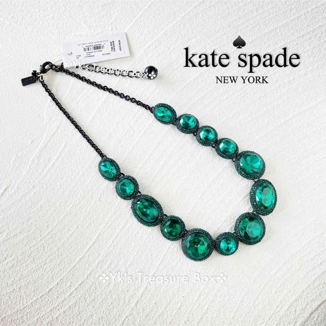 kate spade new york(ケイトスペードニューヨーク)のK426/kate spade/エメラルドグリーンブラックネックレス超豪華 レディースのアクセサリー(ネックレス)の商品写真