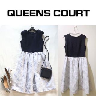 クイーンズコート(QUEENS COURT)の【QUEENS COURT】♡花柄ジャガードワンピース（新品タグ付き）(ひざ丈ワンピース)