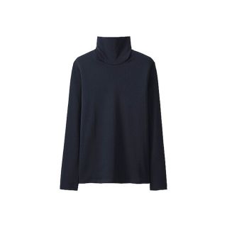 ユニクロ(UNIQLO)の【美品】ユニクロ スーピマコットンモダールタートルネック ネイビー(Tシャツ(長袖/七分))