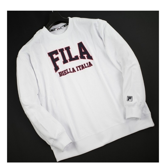 FILA(フィラ)のFILAビッグシルエット 刺繍ロゴカレッジスウェット/白/L 新品 メンズのトップス(スウェット)の商品写真