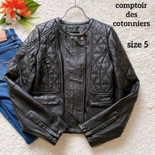 コントワーデコトニエ(Comptoir des cotonniers)のコントワーデコトニエ　レザージャケット　ライダース　革ジャン　ブラック　サイズ5(ノーカラージャケット)