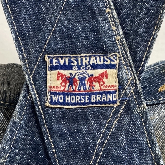 2022年のクリスマスの特別な衣装 Levi's - 刺繍タグ デニムオーバーオール Levi’s 〜炭鉱 スーパースペシャル!20s デニム+ジーンズ