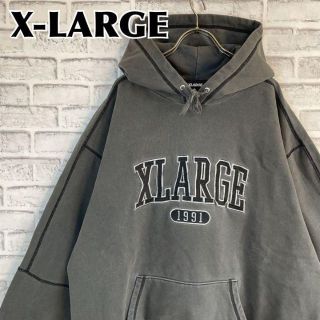 エクストララージ(XLARGE)のX-LARGE エクストララージ パーカー センタービッグロゴ刺繍 色落ち加工(パーカー)