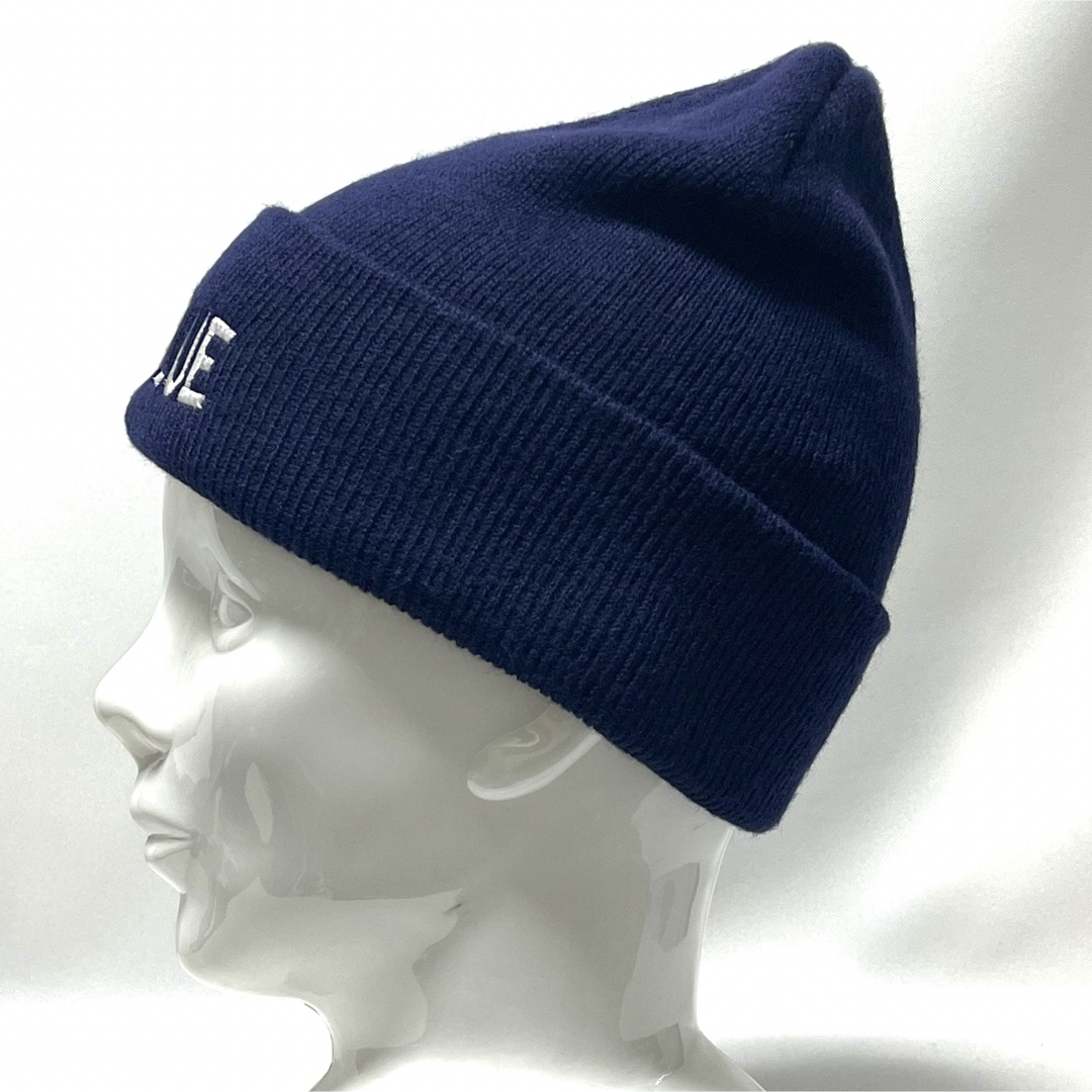 BLUE BLUE(ブルーブルー)の【新品】BLUE BLUEブルーブルーMADE IN USA ロゴニットキャップ メンズの帽子(ニット帽/ビーニー)の商品写真