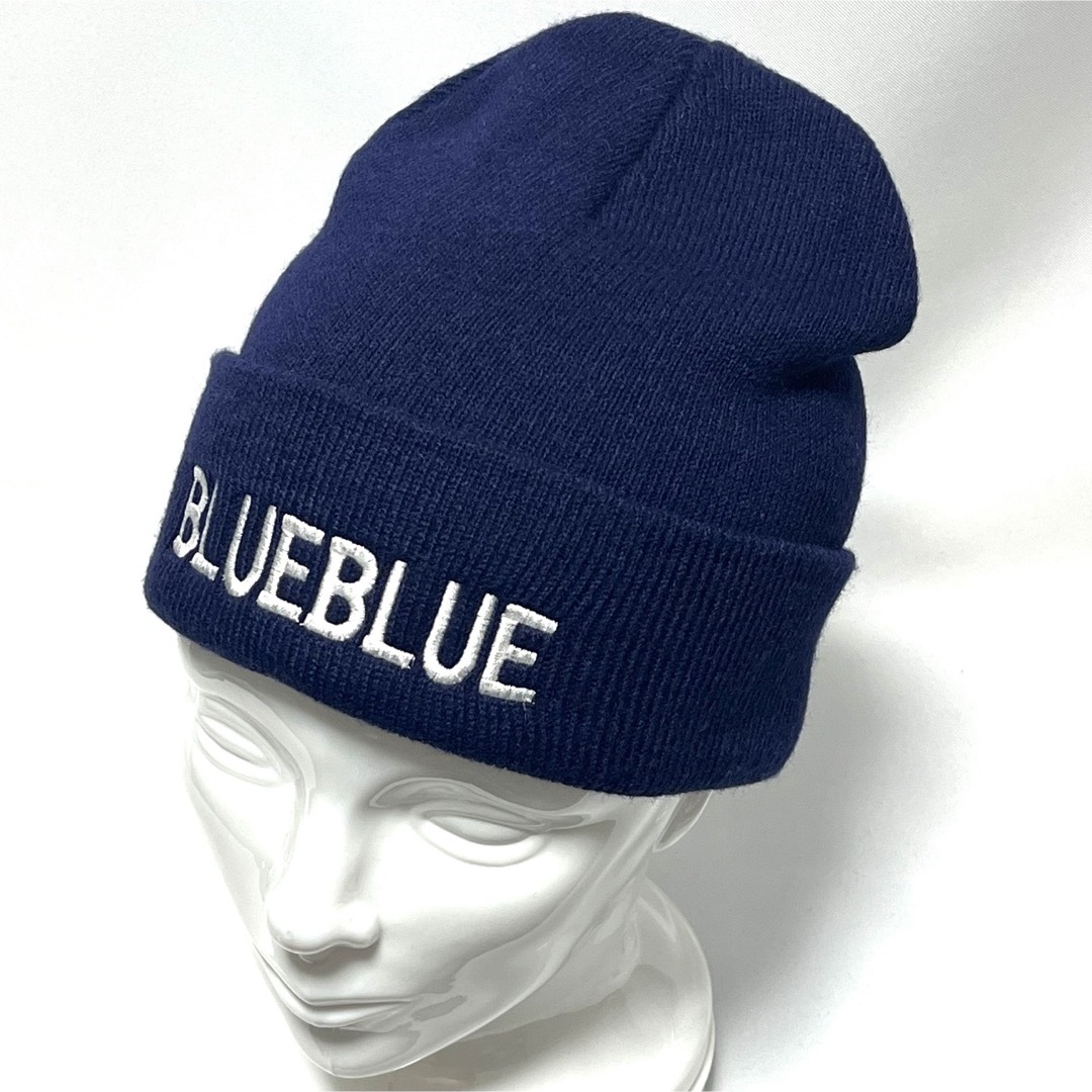 BLUE BLUE(ブルーブルー)の【新品】BLUE BLUEブルーブルーMADE IN USA ロゴニットキャップ メンズの帽子(ニット帽/ビーニー)の商品写真