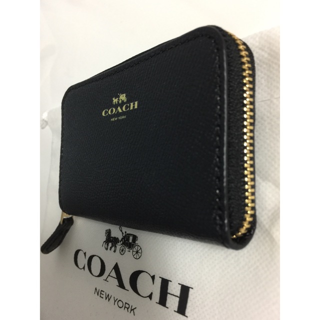 新品 COACH コインケース ブラック ラウンドファスナー