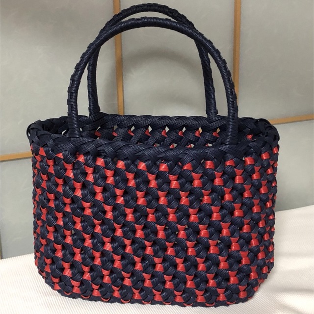 255.エコクラフト花結び編みかごバッグの通販 by jun830's shop 255.エコクラフト花結び編みかごバッグの通販 by jun830's shop