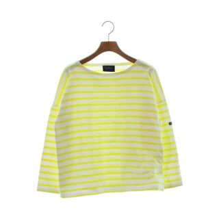 ルミノア(Le Minor)のLe minor ルミノア Tシャツ・カットソー -(M位) 白x黄(ボーダー) 【古着】【中古】(カットソー(半袖/袖なし))