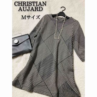 クリスチャンオジャール(CHRISTIAN AUJARD)のCHRISTIAN AUJARD  ワンピース　黒白　七分　マルチパターン(ひざ丈ワンピース)