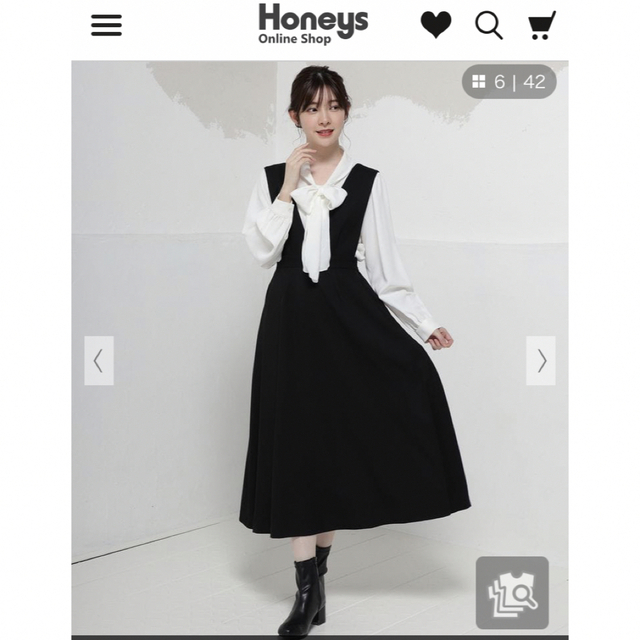 HONEYS(ハニーズ)のハニーズ💕ジャンパースカート　黒　Sサイズ💕新品未使用 レディースのスカート(その他)の商品写真