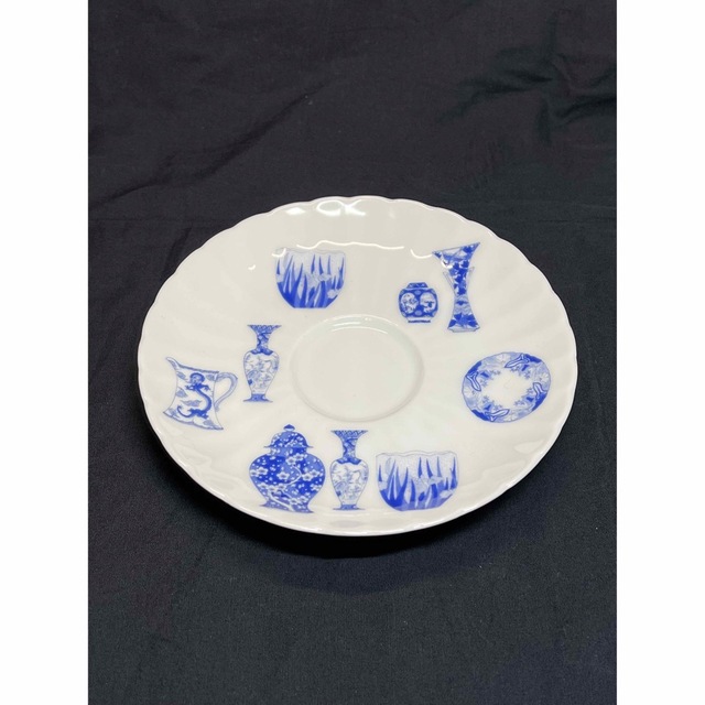 深川製磁 ブルーチャイナ 菊割紅茶碗皿グラス/カップ