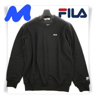 FILA - FILA ビッグシルエット刺繍ロゴバックプリントスウェット/黒/M