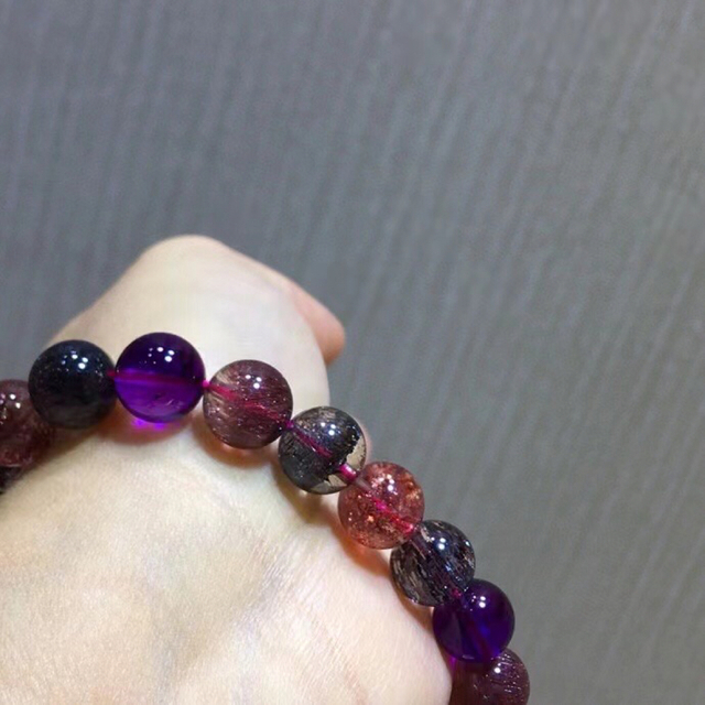 高級】フラワー パープルルチル スーパーセブン ブレスレット 10mmの