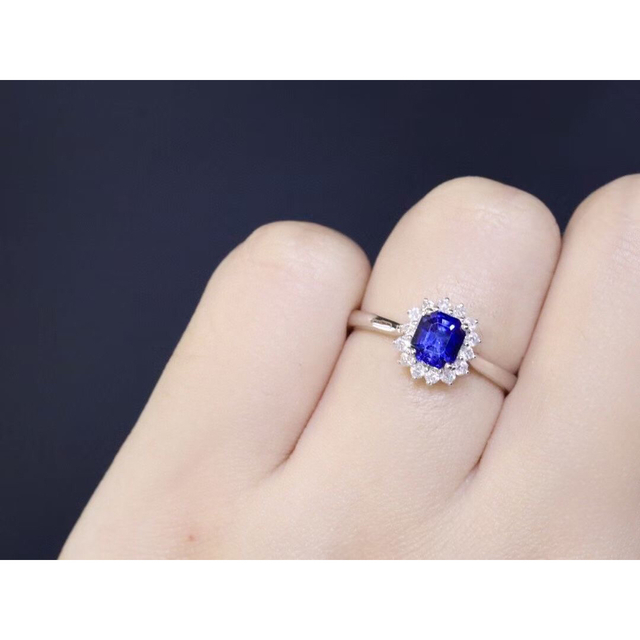 天然 ロイヤルブルーサファイア ダイヤ リング1.05ct k18 f