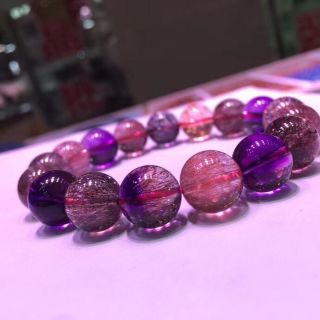 【高級】フラワー パープルルチル スーパーセブン ブレスレット 12mm(ブレスレット)