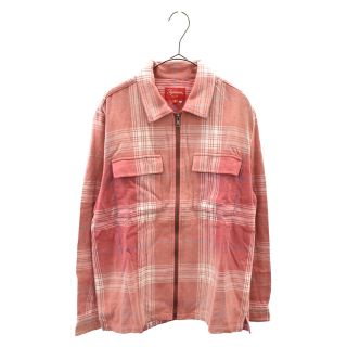 シュプリーム(Supreme)のSUPREME シュプリーム 17AW Plaid Flannel Zip Up Shirt プレイドフランネルジップアップシャツ チェックシャツ ピンク(シャツ)