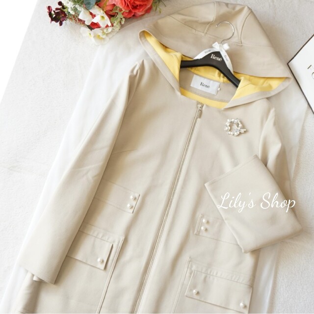 極美品♡ルネ♡フード付き パールボタン コート finishingtouchindia.in