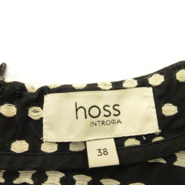 HOSU(ホス)のホス hoss ワンピース ノースリーブ ドット ひざ丈 黒 オフホワイト 38 レディースのワンピース(ひざ丈ワンピース)の商品写真
