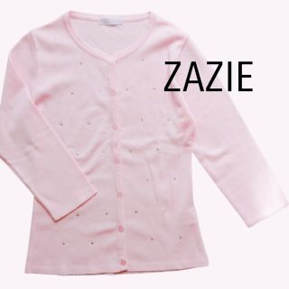 ザジ(ZAZIE)の新品未使用 ZAZIE ピンクＭサイズ カーディガン ラインストーン(カーディガン)