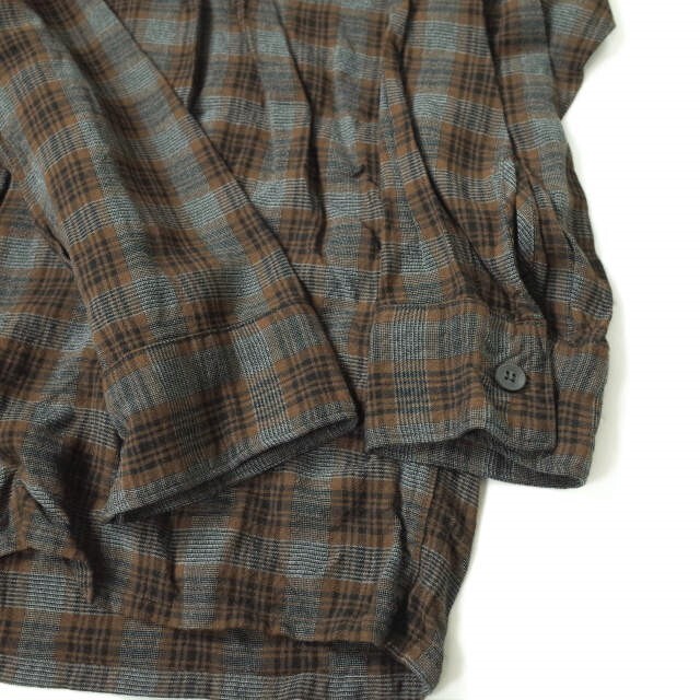 COMOLI(コモリ)のCOMOLI コモリ 19SS 日本製 レーヨン オープンカラーシャツ P01-01013 3 BROWN CHECK 長袖 チェック トップス【中古】【COMOLI】 メンズのトップス(シャツ)の商品写真