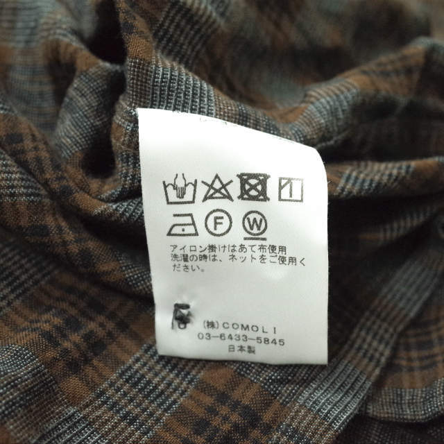 COMOLI(コモリ)のCOMOLI コモリ 19SS 日本製 レーヨン オープンカラーシャツ P01-01013 3 BROWN CHECK 長袖 チェック トップス【中古】【COMOLI】 メンズのトップス(シャツ)の商品写真