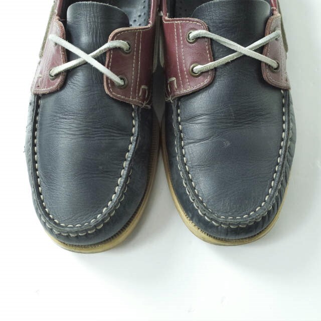 Paraboot(パラブーツ)のPARABOOT パラブーツ BARTH バース UK9(27.5cm) ネイビー/ボルドー ツートーン デッキシューズ レザー マリン シューズ【中古】【PARABOOT】 メンズの靴/シューズ(デッキシューズ)の商品写真