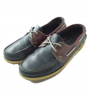 パラブーツ(Paraboot)のPARABOOT パラブーツ BARTH バース UK9(27.5cm) ネイビー/ボルドー ツートーン デッキシューズ レザー マリン シューズ【中古】【PARABOOT】(デッキシューズ)