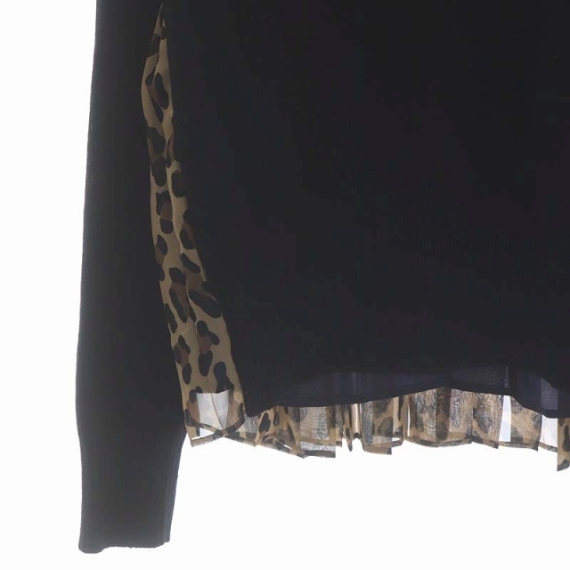 sacai(サカイ)のサカイ バックレオパードプリーツ タートルネックニット セーター 長袖 1 黒 レディースのトップス(ニット/セーター)の商品写真