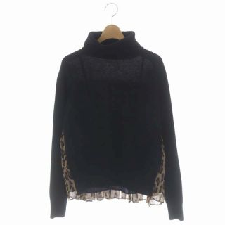 サカイ(sacai)のサカイ バックレオパードプリーツ タートルネックニット セーター 長袖 1 黒(ニット/セーター)