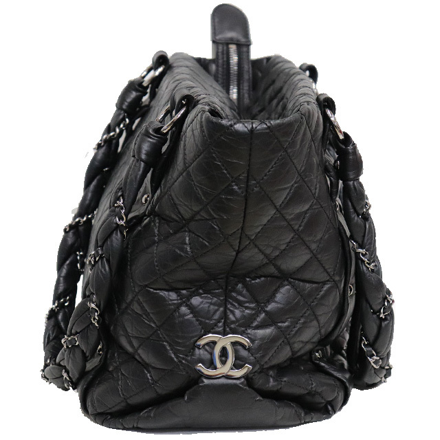 シャネル CHANEL ショルダー バッグ マトラッセ 黒 ブラック レザー シルバー金具  トートバッグ 8140