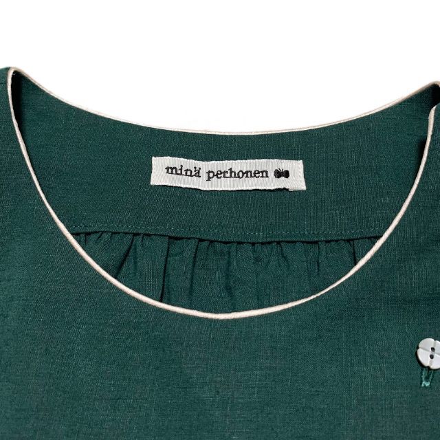ミナペルホネン kori 刺繍 リネン ブラウス 40 パフスリーブ 2022