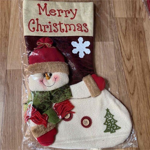 クリスマスソックス　５本　クリスマス飾り　編み上げ　靴下　刺繍　壁掛け - 4