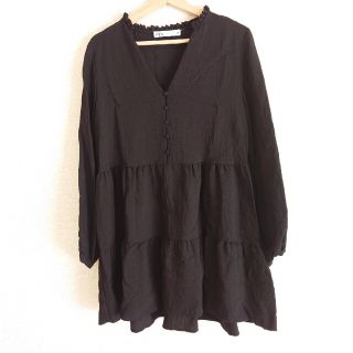 ザラ(ZARA)の【ZARA】ブラック　ミニ丈ワンピース(ミニワンピース)